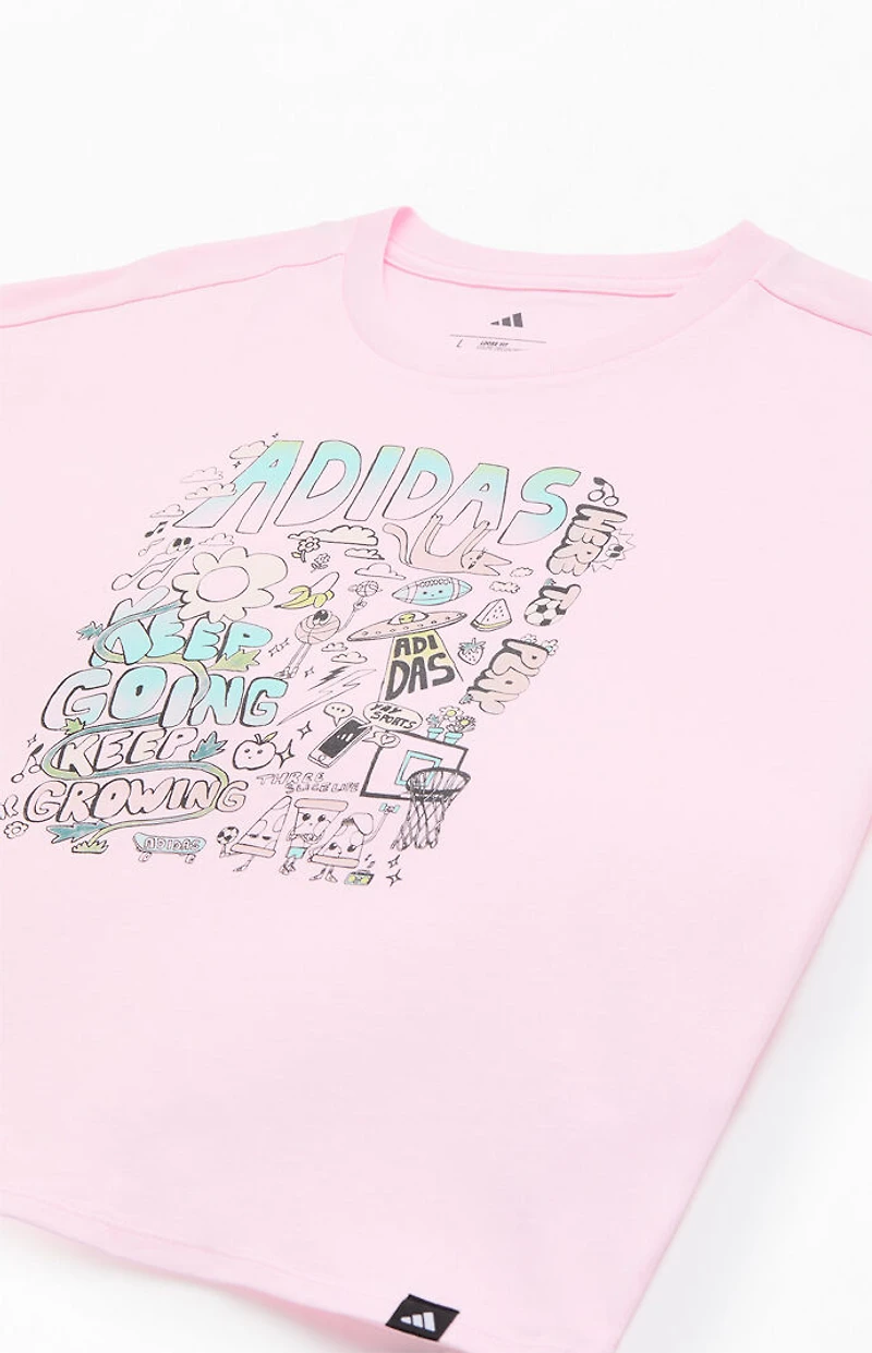 adidas Kids Light Pink Dropped Shoulder T-Shirt