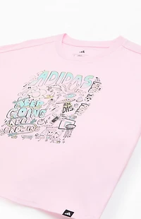 adidas Kids Light Pink Dropped Shoulder T-Shirt
