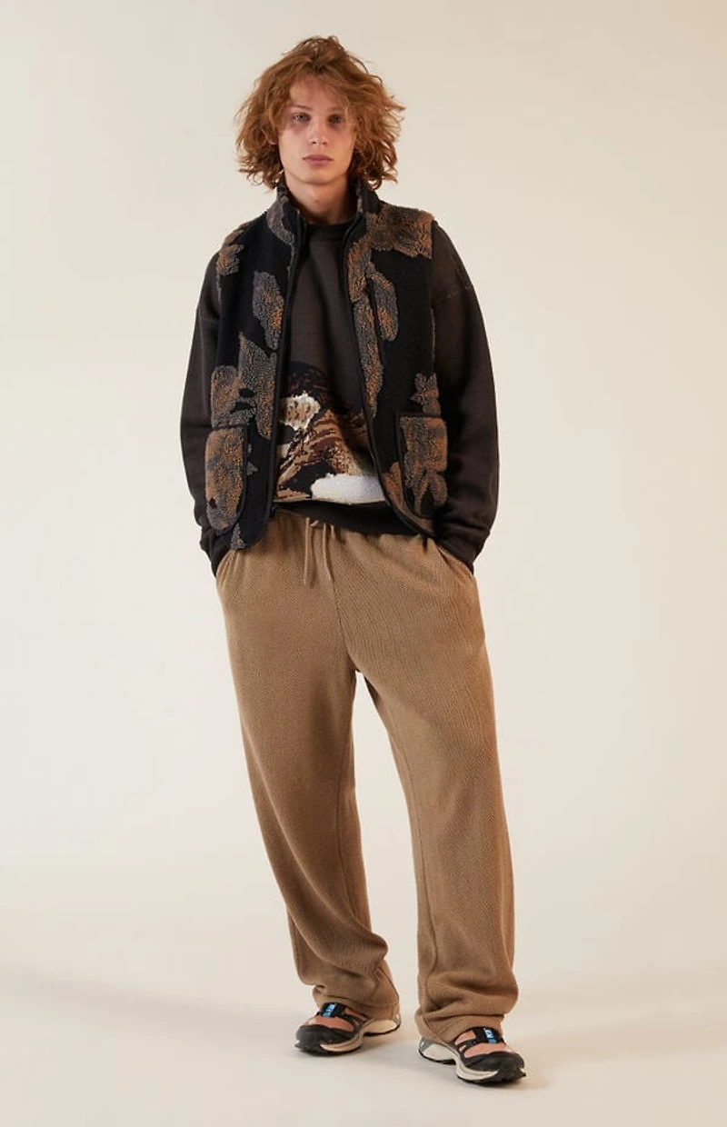 Pacsun Black Sherpa Print Vest