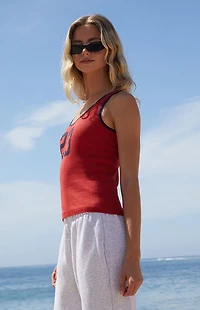 John Galt Red 23 Ribbed Tank Top