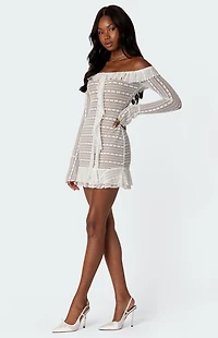 Edikted Textured Sheer Lace Mini Dress