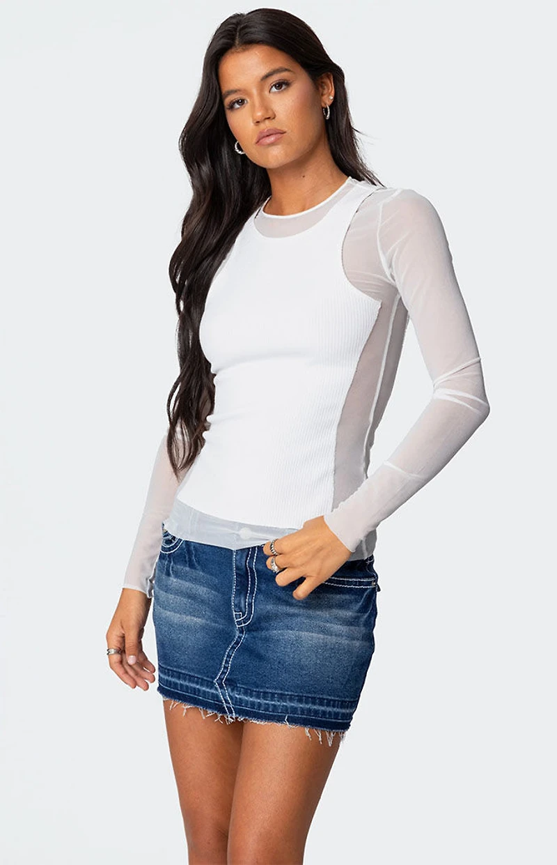 Edikted Rib Tank Layered Mesh Top