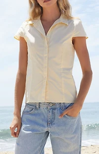 John Galt Yellow Rue Collared Top