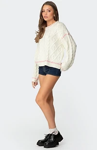 Edikted Eleni Cable Knit Sweater