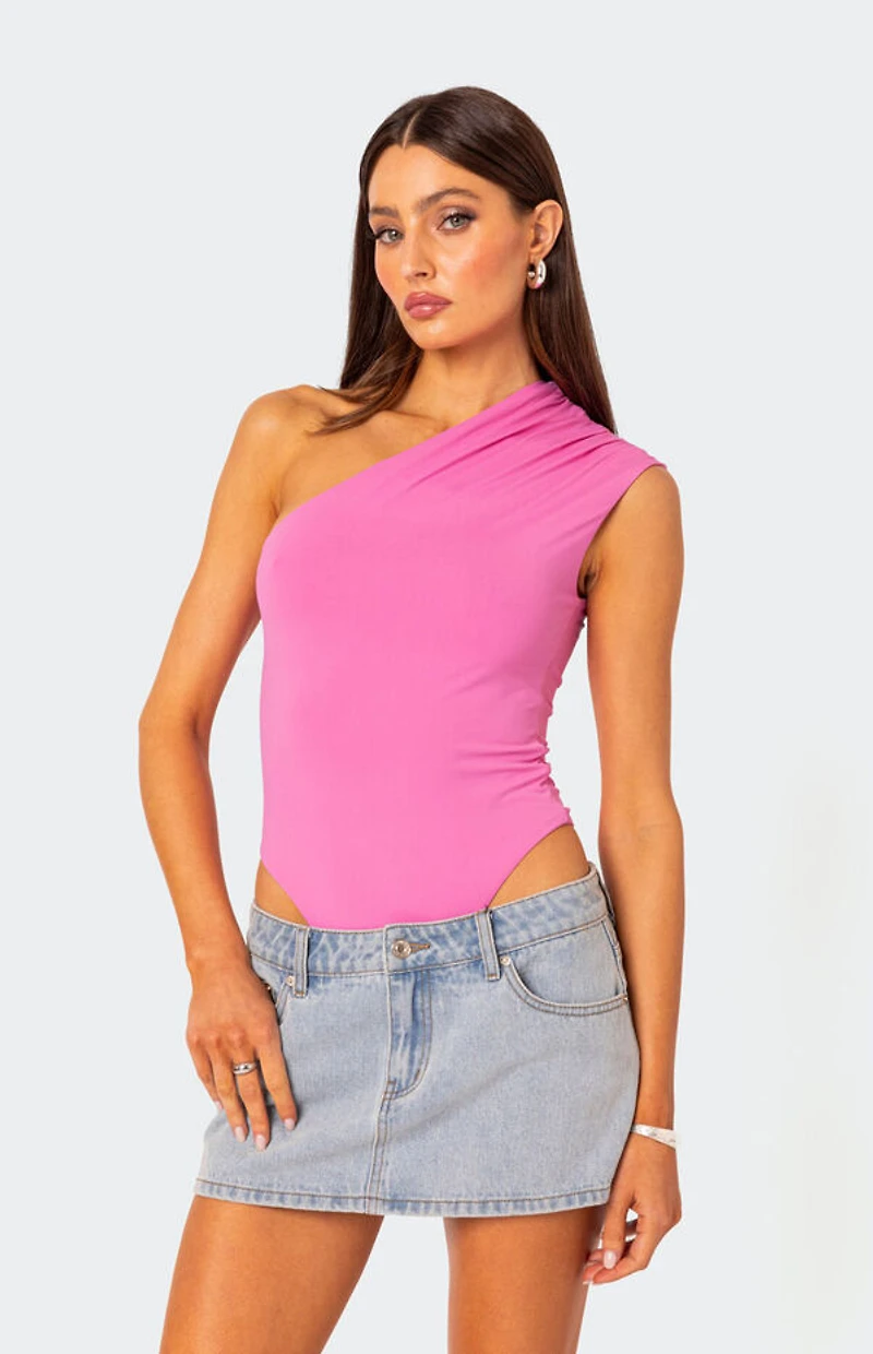 Edikted Tabby Gathered One Shoulder Bodysuit