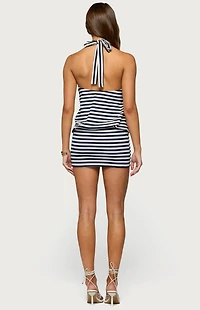 Edikted Milah Striped Halter Neck Mini Dress