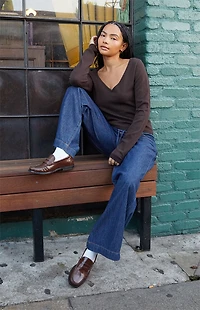 John Galt Brown V-Neck Sweater