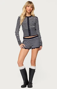 Edikted Soren Contrast Striped Knit Shorts