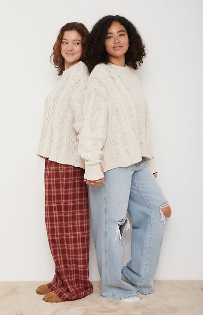 LA Hearts Violet Cable Knit Boxy  Sweater