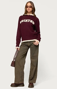 Edikted Varsity Contrast Layered Knit Hoodie