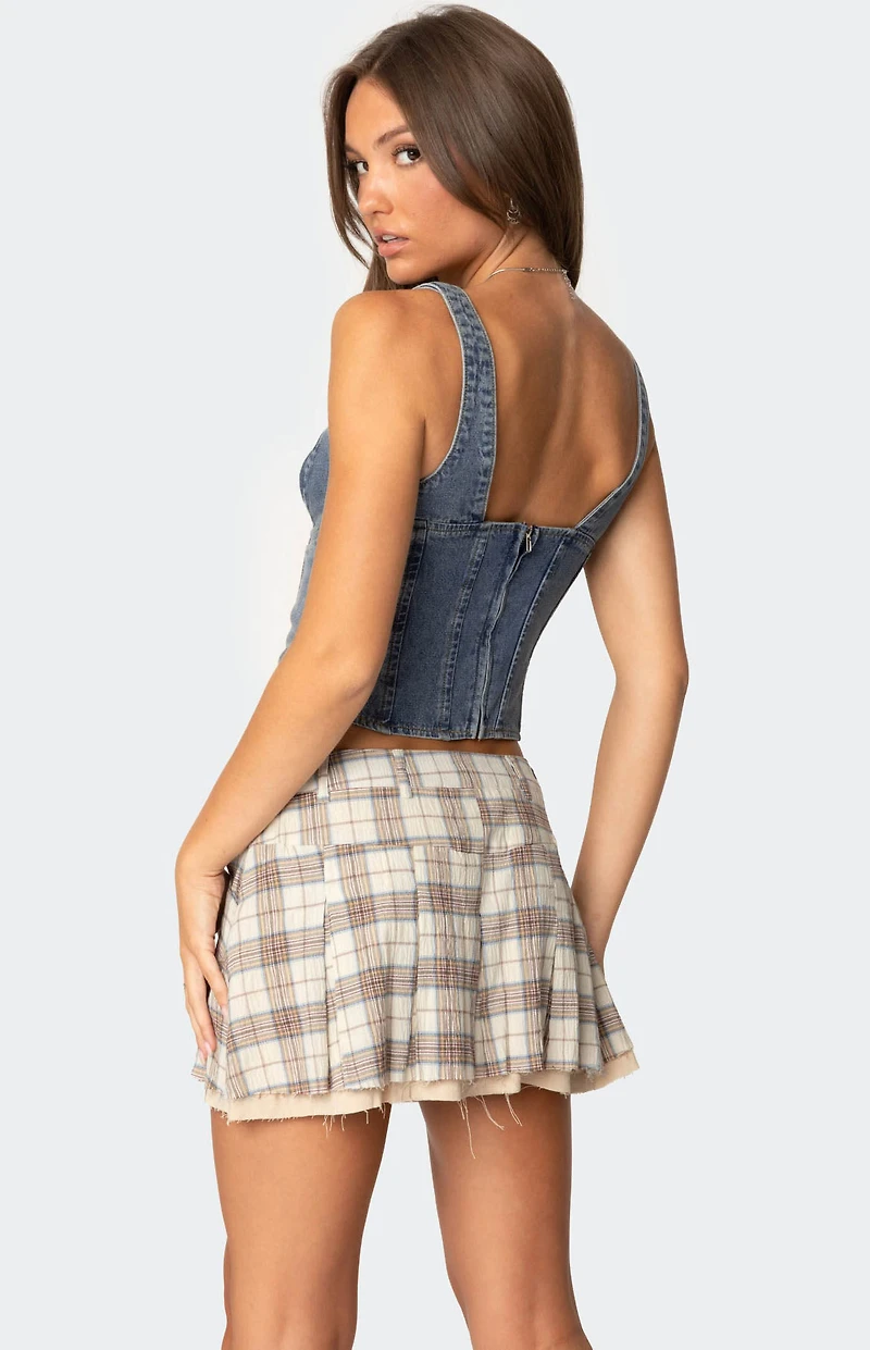 Edikted Pollie Denim Bustier Top
