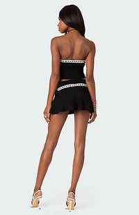 Edikted Khloe Lacey Bow Ribbon Knit Tube Top