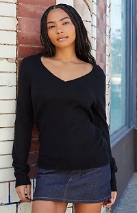 John Galt Black V-Neck Sweater