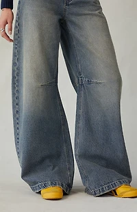 Pacsun Remi Baggy Barrel Jeans Knee Dart Dark Indigo