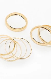 LA Hearts 8 Pack Gold Mega Metal Stacked Bangles