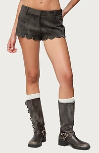 Edikted Zarina Studded Faux Suede Shorts