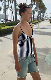 John Galt Blue Tiffany Striped Tank Top