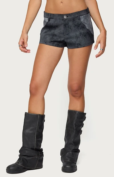Edikted Rhiley Contrast Faux Suede Micro Shorts
