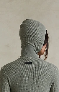 Fear of God ESSENTIALS Women’s Concrete Heather Waffle Knit Tight Hooded Sweater