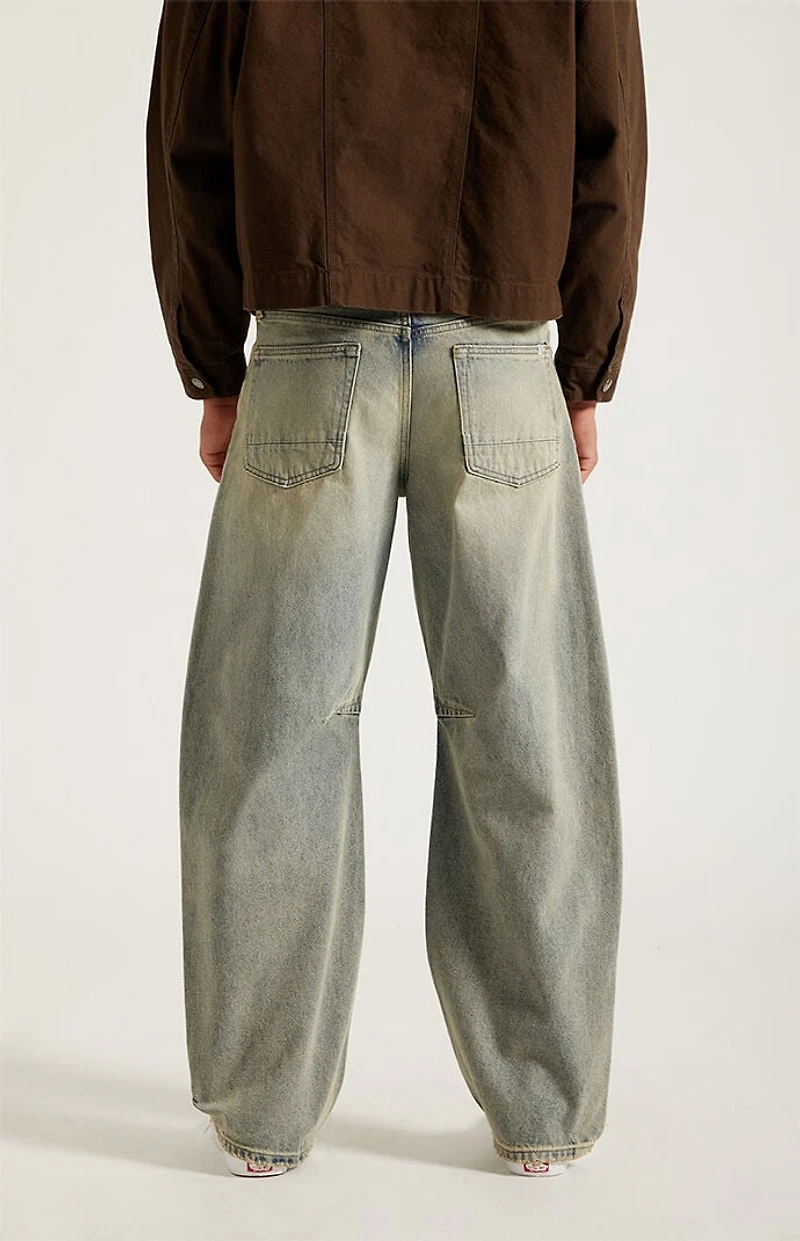 Pacsun Mason Baggy Barrel Jeans Medium Blue Tinted
