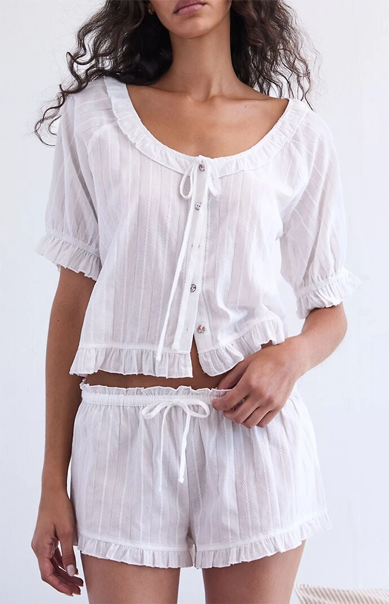 PS GOODNIGHT Ruffle Short Sleeve Pajama Top