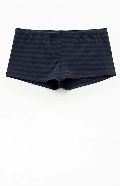 John Galt Blue & Black Striped Boxer Boyshorts
