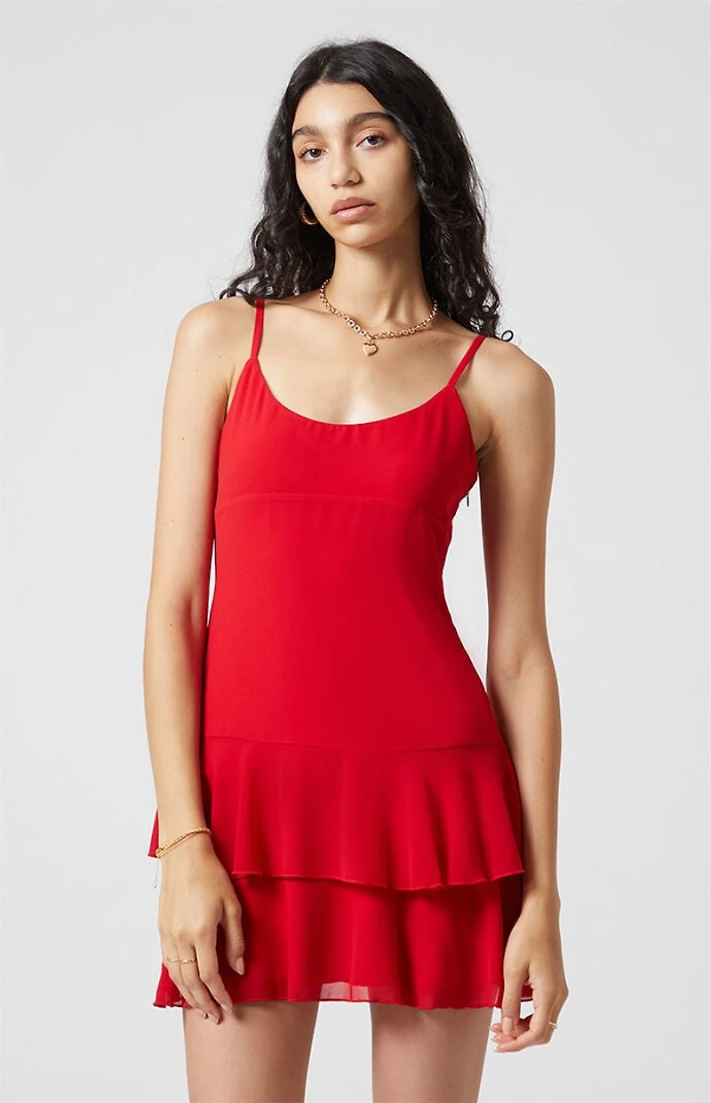 Beverly and Beck Ruffle Tiered Mini Dress
