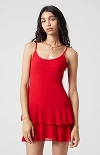 Beverly and Beck Ruffle Tiered Mini Dress