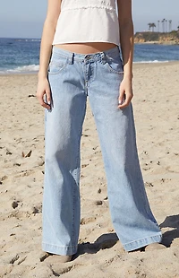 John Galt Light Indigo Gracie Low Rise Baggy Carpenter Jeans