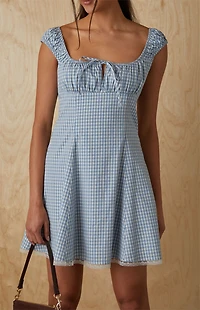 Your Favorite Plaid Tie Front Mini Dress