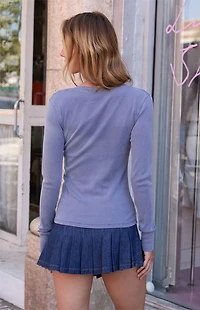 John Galt Dark Gray V-Neck Long Sleeve Top