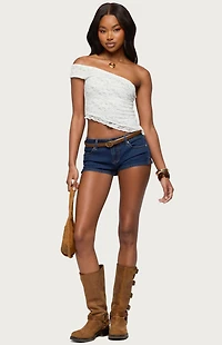 Edikted Asymmetric One Shoulder Lace Top