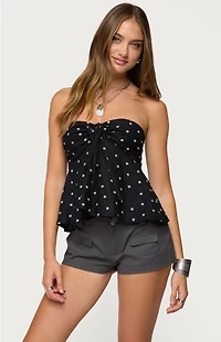 Edikted Izzey Polka Dot Strapless Babydoll Top