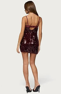 Edikted Airi Sequin Lacey Cupped Mini Dress