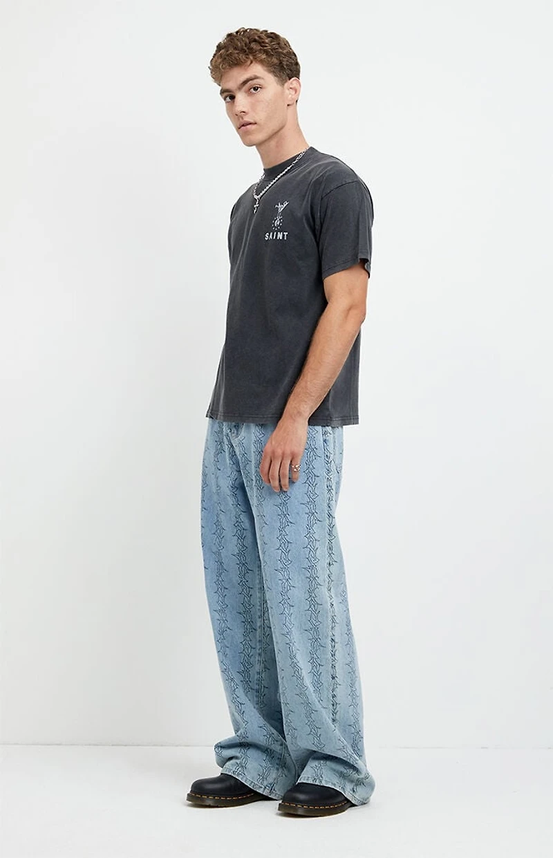Pacsun Blake Extreme Baggy Jeans Graphic Light Blue