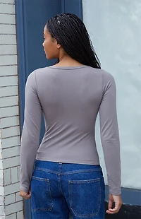 John Galt Light Gray Amara Surplice Long Sleeve Top