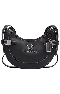 True Religion Black Blake Smooth Belted Hobo Bag
