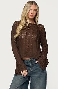 Edikted Jaide Sheer Ladder Knit Sweater