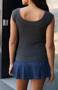 John Galt Dark Gray Ginny Off-The-Shoulder Top