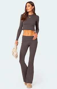 Edikted Coffee Break Ribbed Flare Leggings