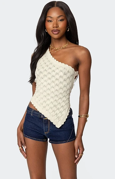Edikted Codi Backless Asymmetric Knit Top