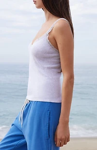 John Galt Light Gray Honor Lace Tank Top