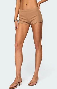 Edikted Hasel Grommet Ribbed Shorts
