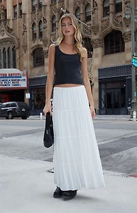 John Galt Black Side Button Basic Tank Top