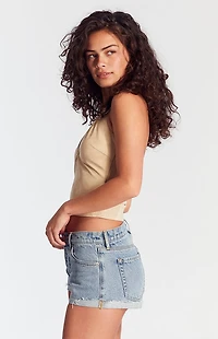Pacsun Light Indigo Raw Cut Denim Micro Shorts
