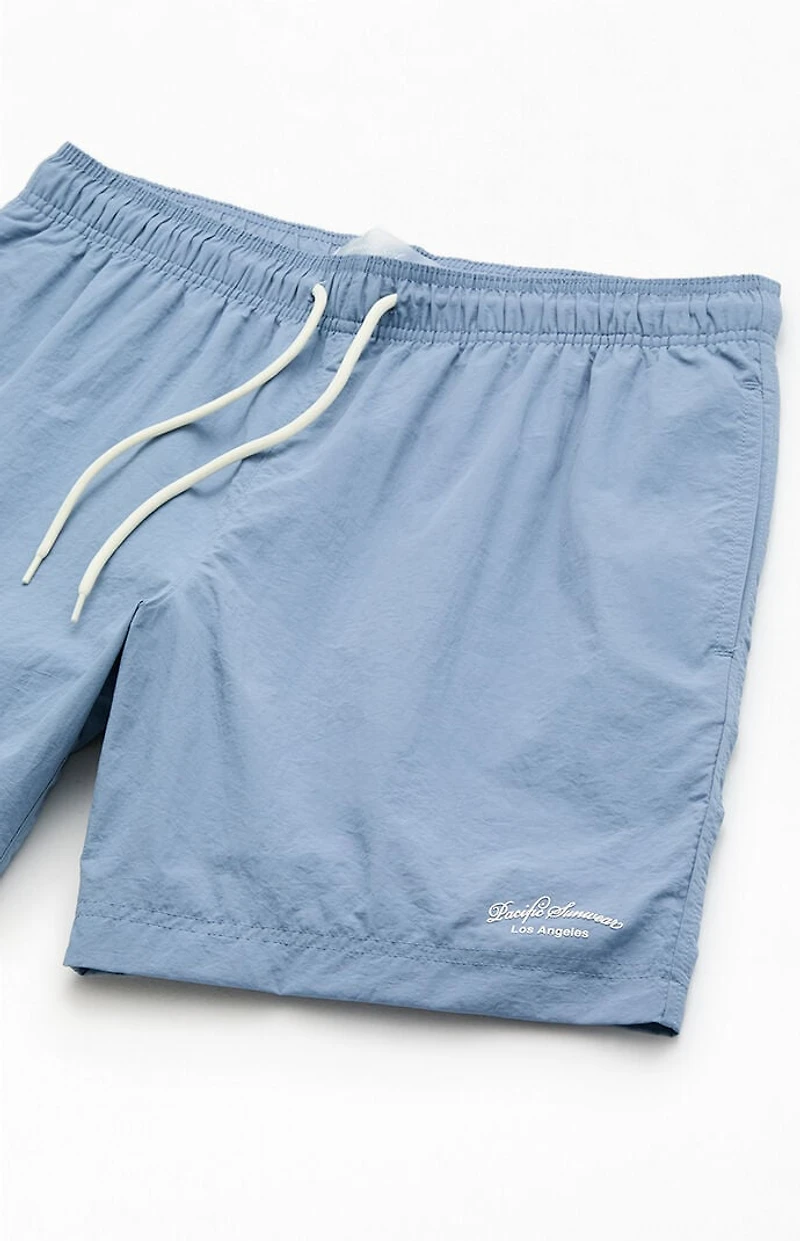 Pacsun Blue Collegiate Solid 6.5" Swim Trunks
