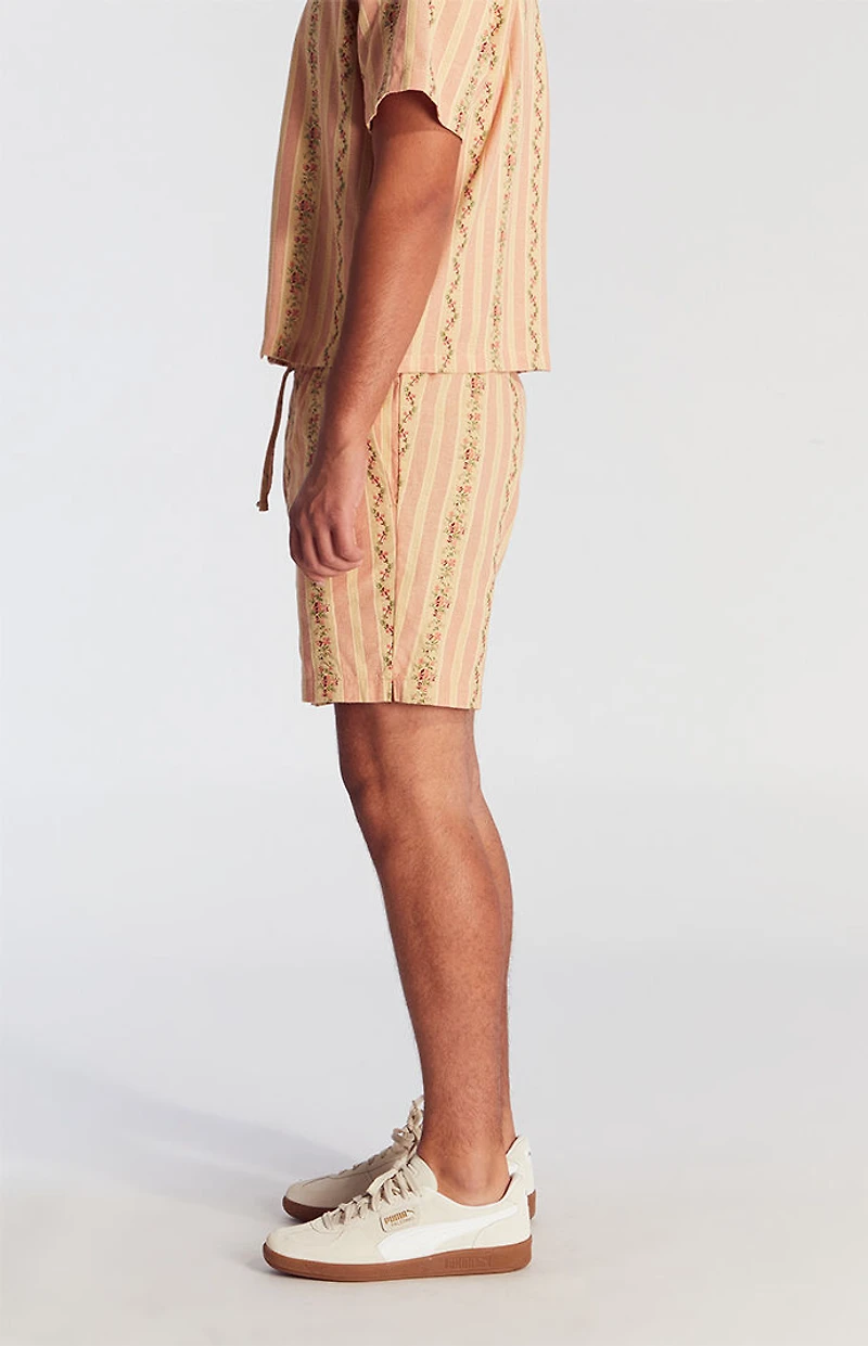 Pacsun Coral Striped Floral Volley Shorts