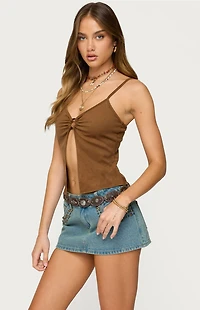 Edikted Split Front Faux Suede Tank Top