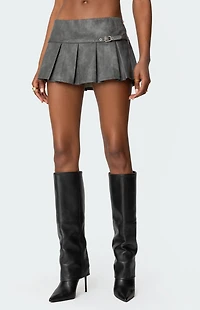 Edikted Billi Faux Leather Pleated Mini Skort