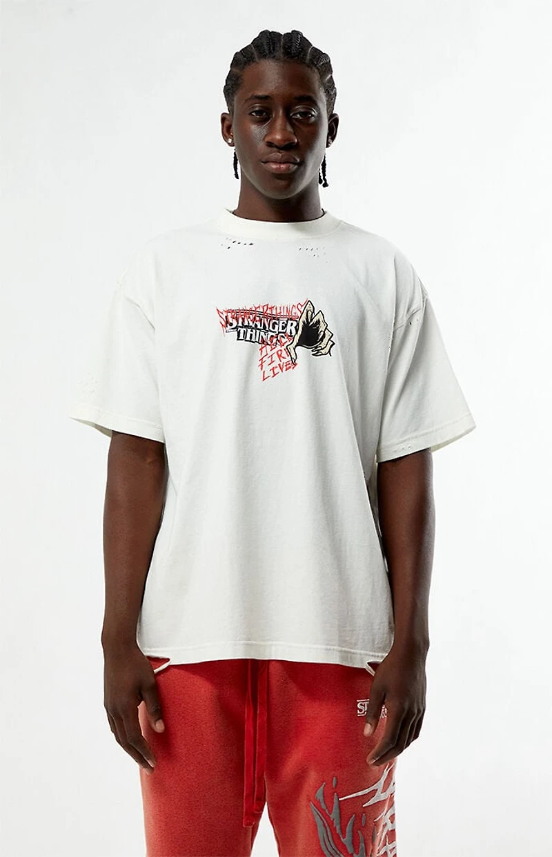 Netflix x Stranger Things Invite Hellfire Club Ripped T-Shirt